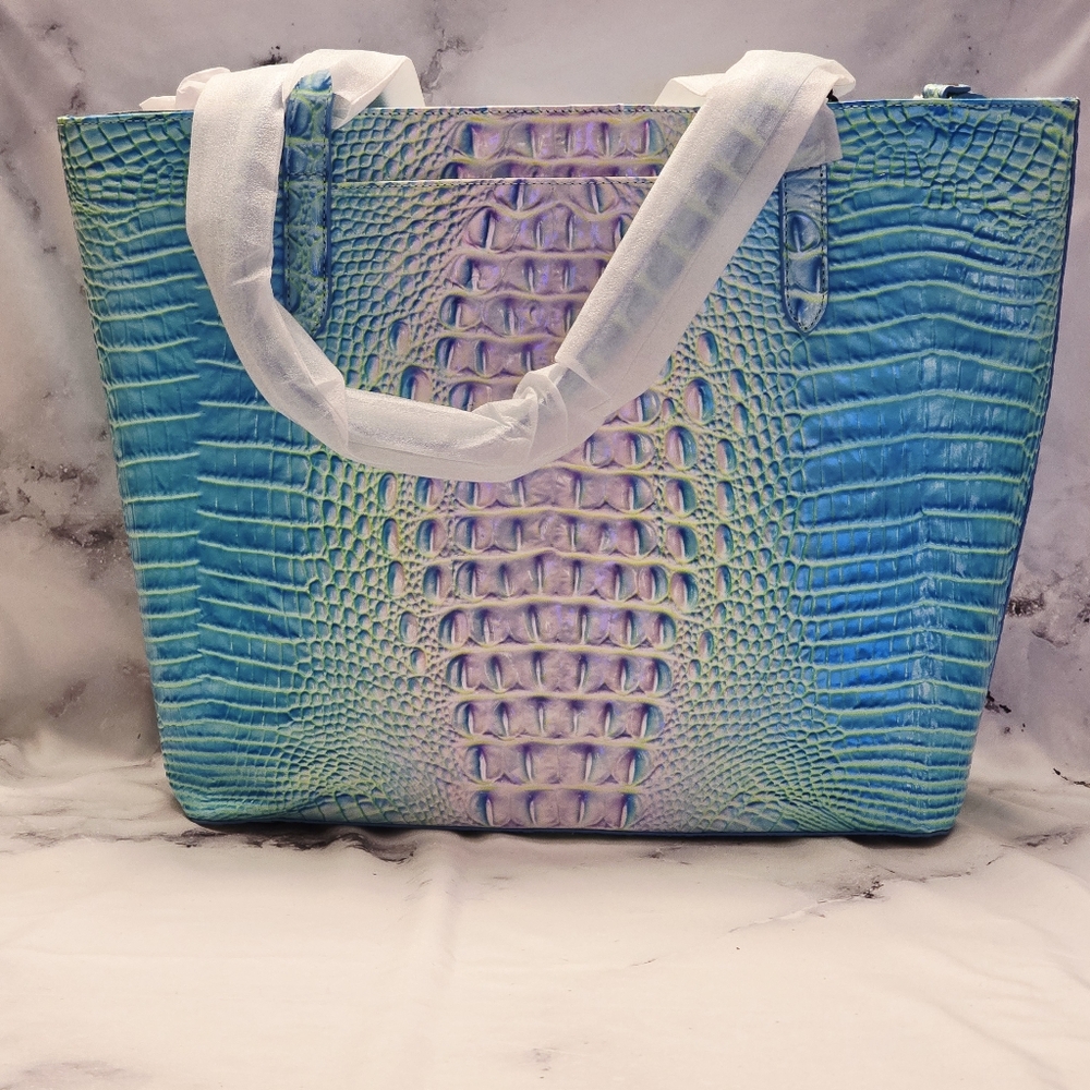 Brahmin Brooke Tote Bag in Cotton Candy Ombre Melbourne Leather w/ Zipper Pouch - Picture 6 of 14